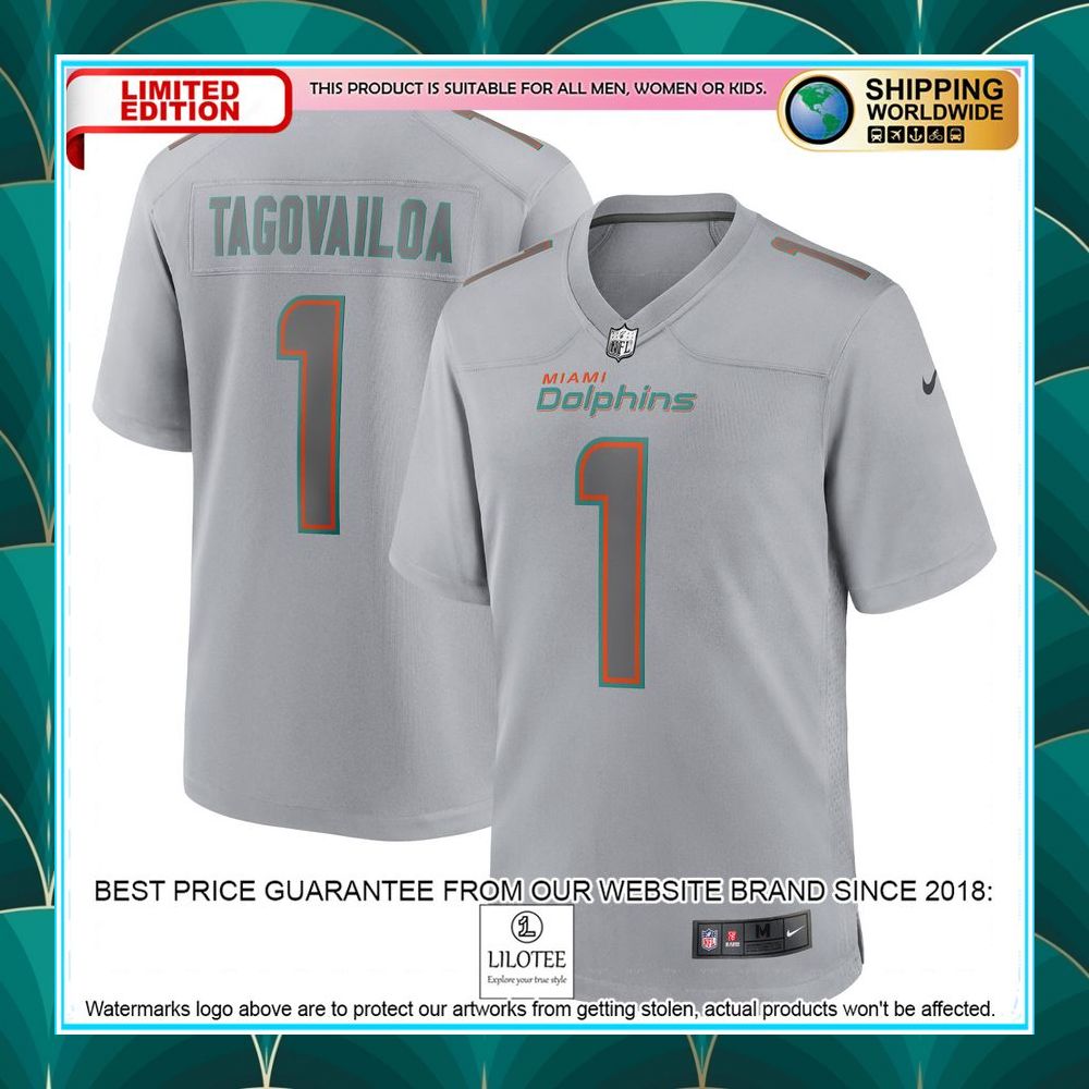 tua tagovailoa miami dolphins atmosphere fashion gray football jersey 1 841