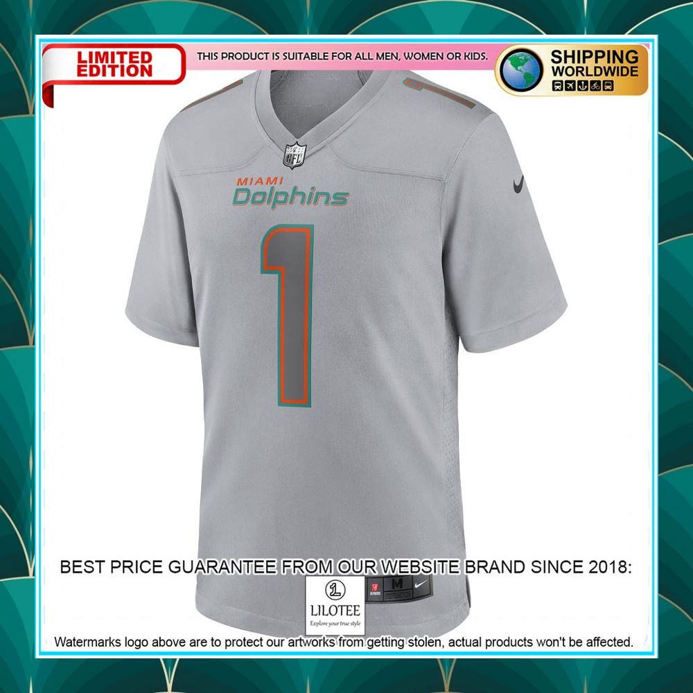 tua tagovailoa miami dolphins atmosphere fashion gray football jersey 2 937
