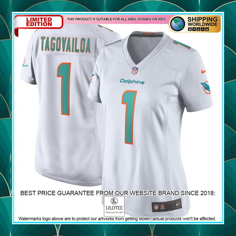tua tagovailoa miami dolphins womens white football jersey 1 232