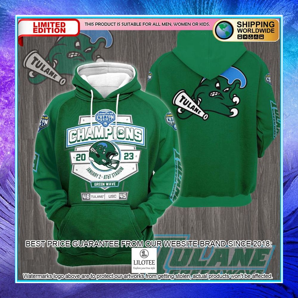 tulane green wave 2023 cotton bowl champions 3d hoodie shirt 2 258