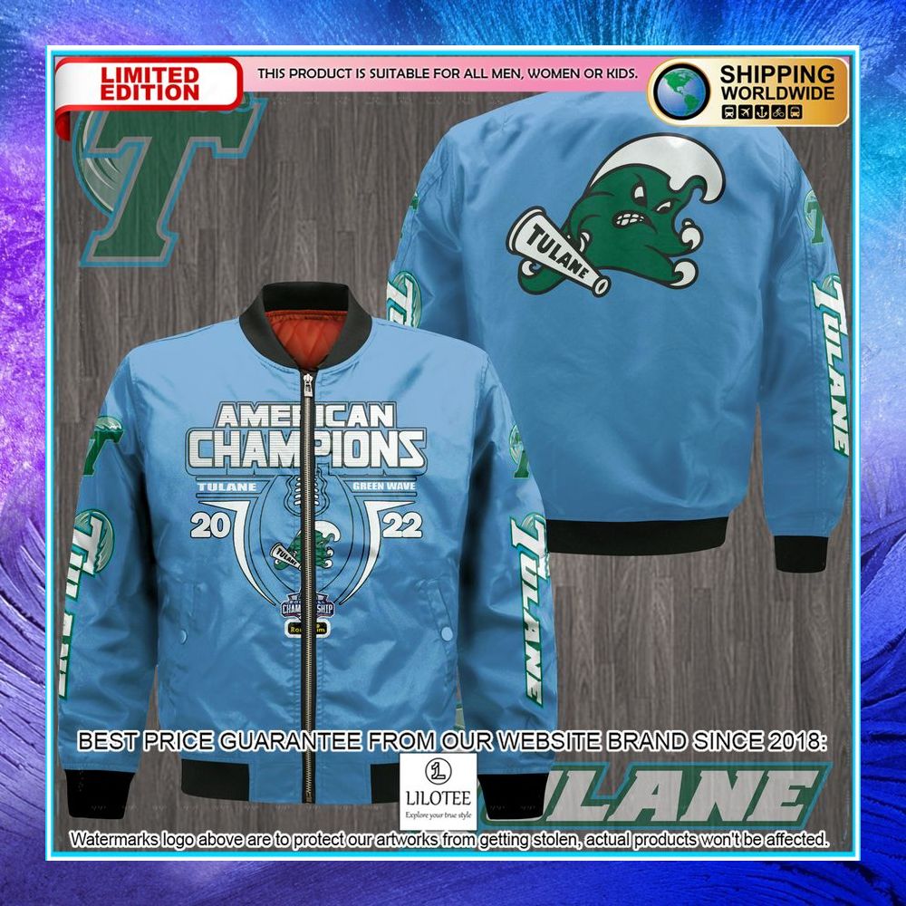 tulane green wave aac champions blue bomber jacket 1 790