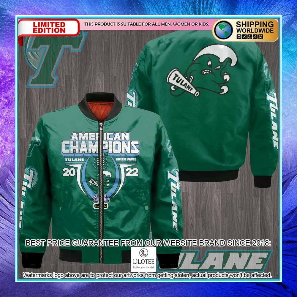 tulane green wave aac champions green bomber jacket 1 152