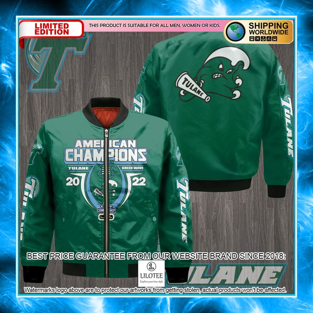 tulane green wave aac champions green bomber jacket 1 583