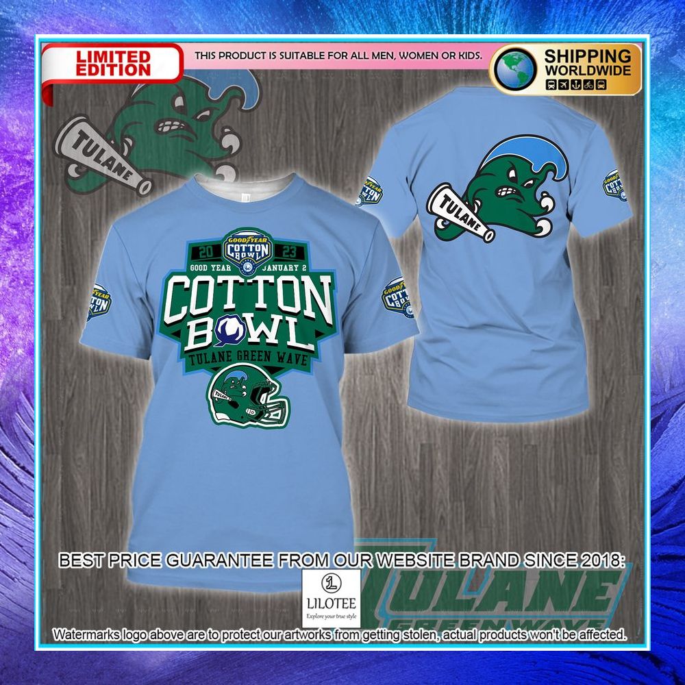 tulane green wave cotton bowl champions 2023 blue 3d hoodie shirt 2 789