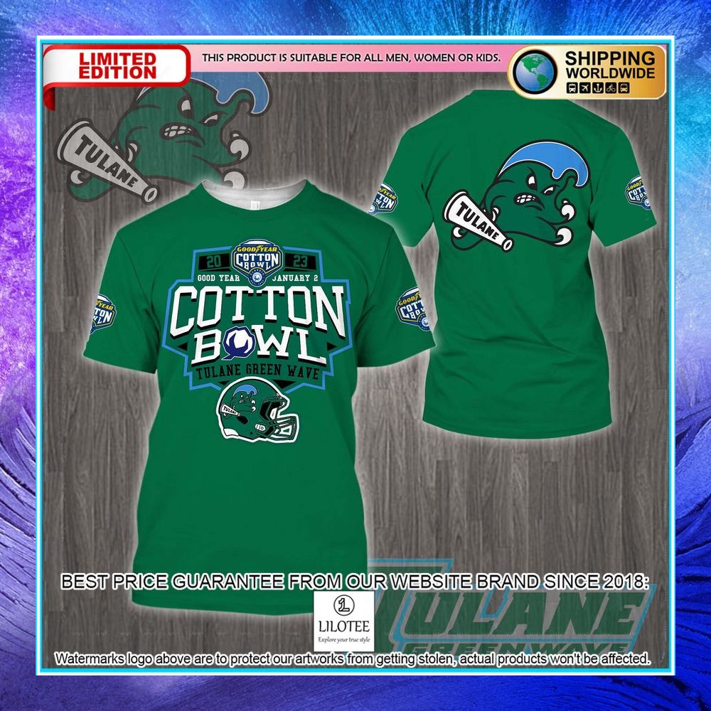 tulane green wave cotton bowl champions 2023 green 3d hoodie shirt 2 615