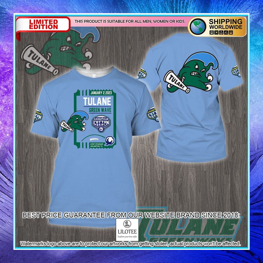 tulane green wave cotton bowl champions january 2023 blue 3d hoodie shirt 2 844