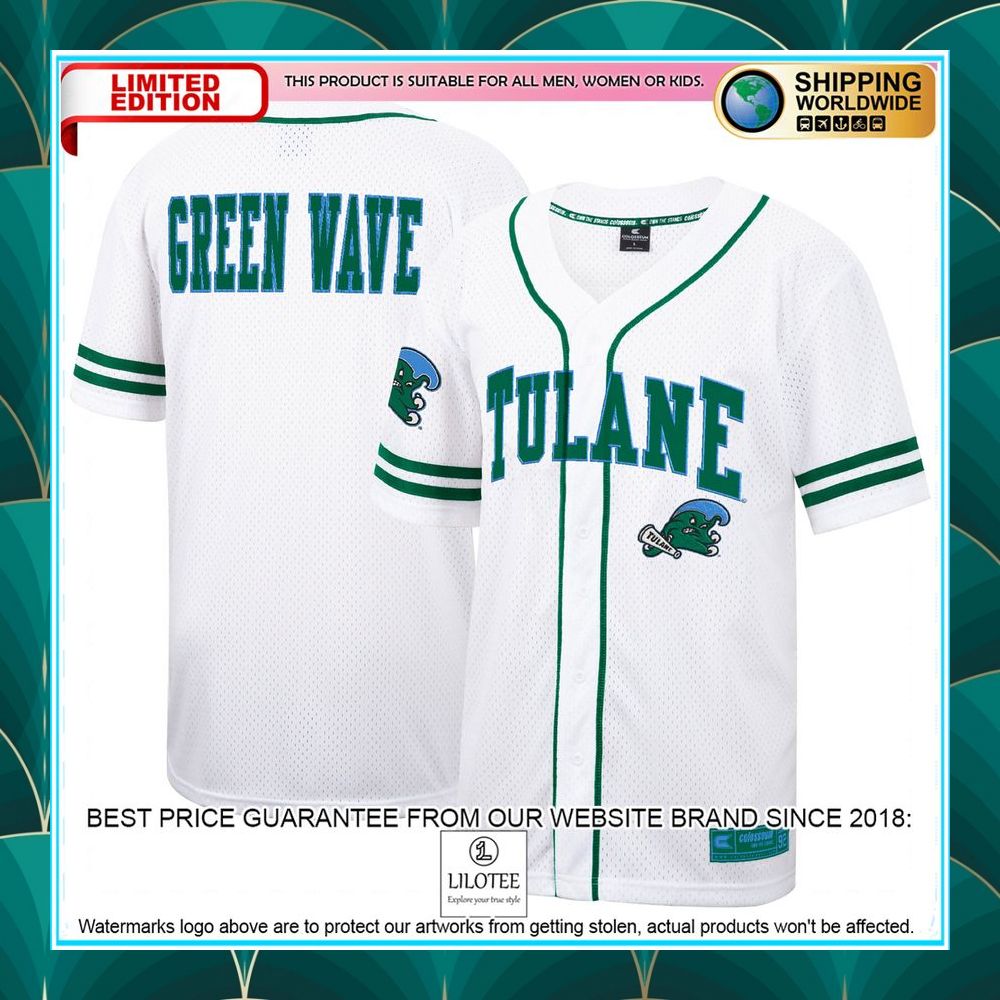 tulane green wave white baseball jersey 1 962