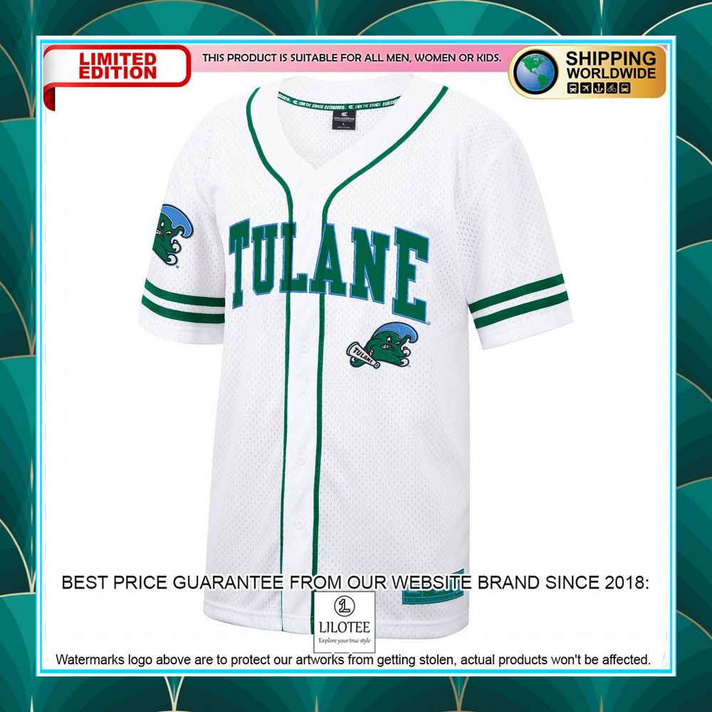 tulane green wave white baseball jersey 2 440