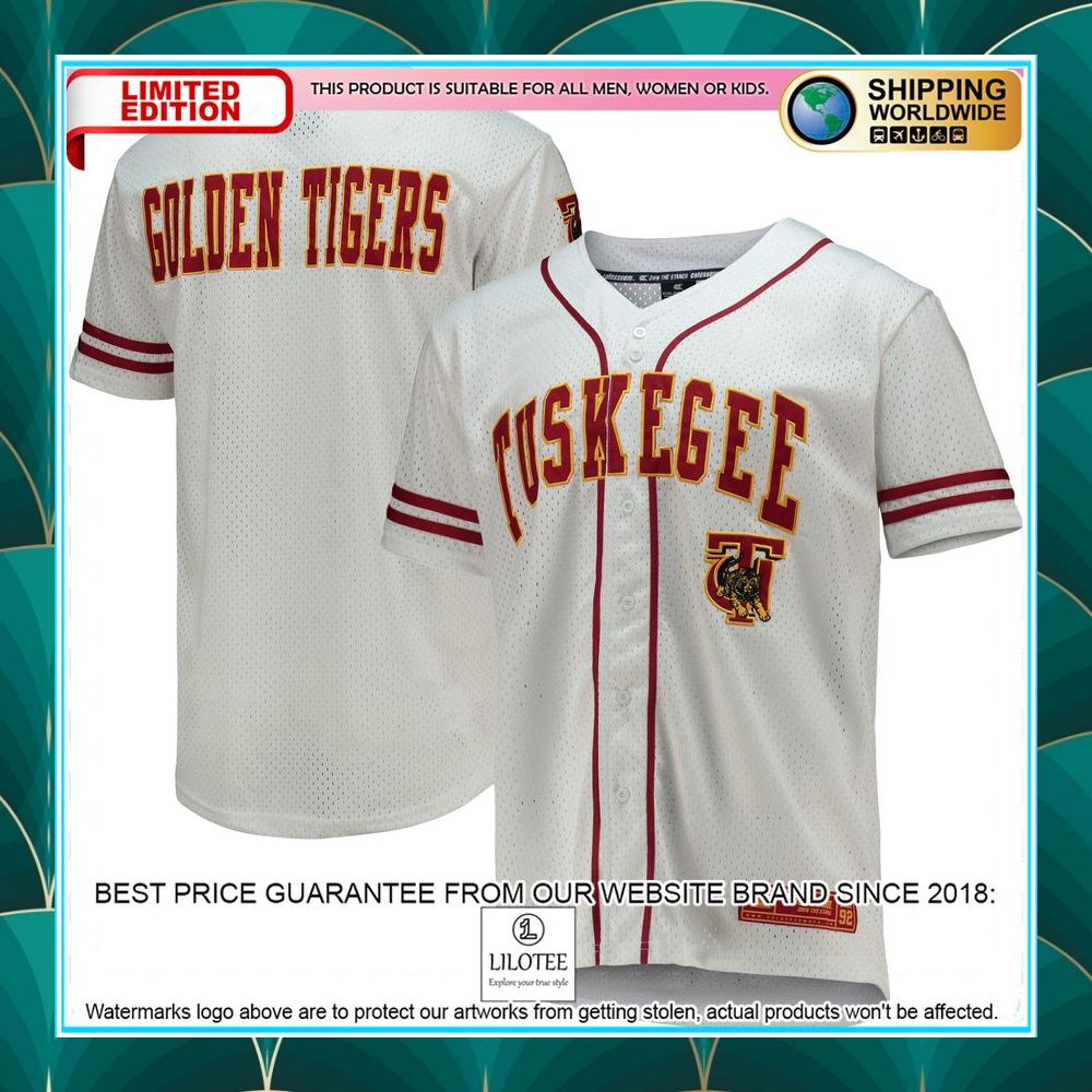 tuskegee golden tigers white crimson baseball jersey 1 573