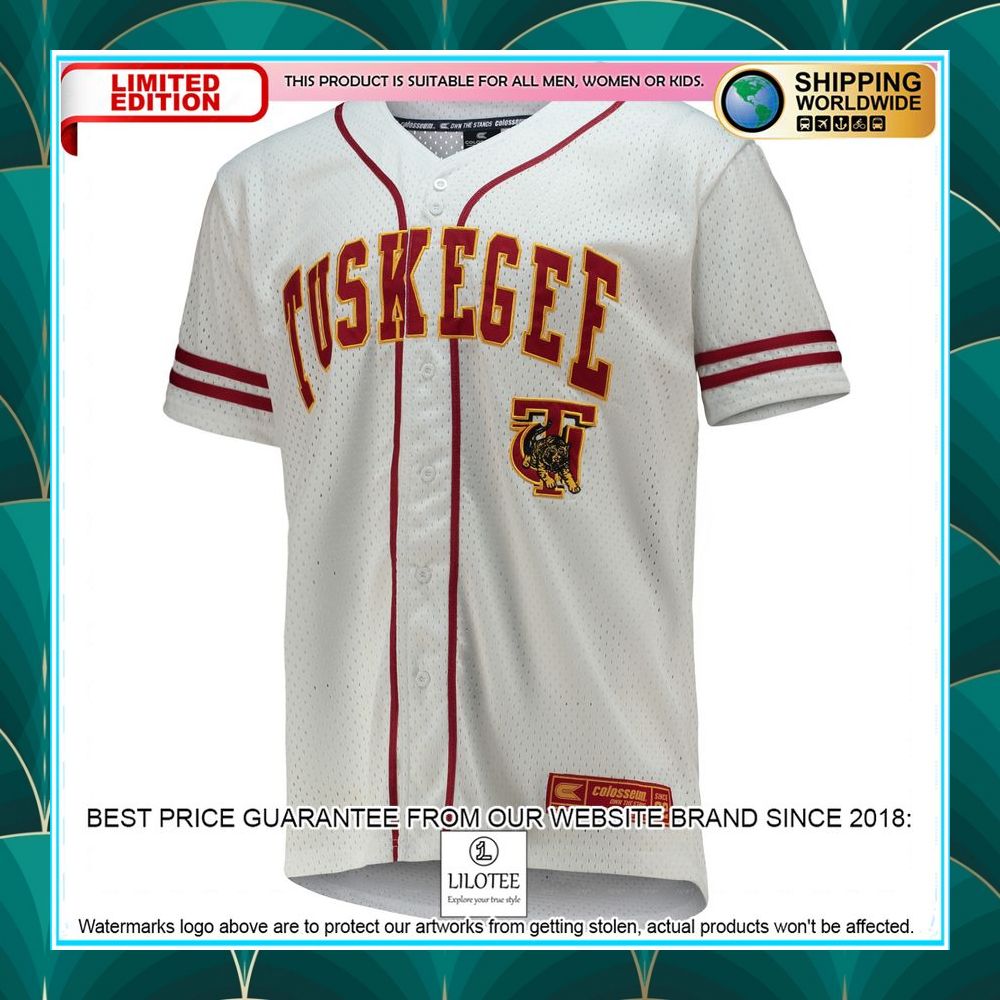 tuskegee golden tigers white crimson baseball jersey 2 557