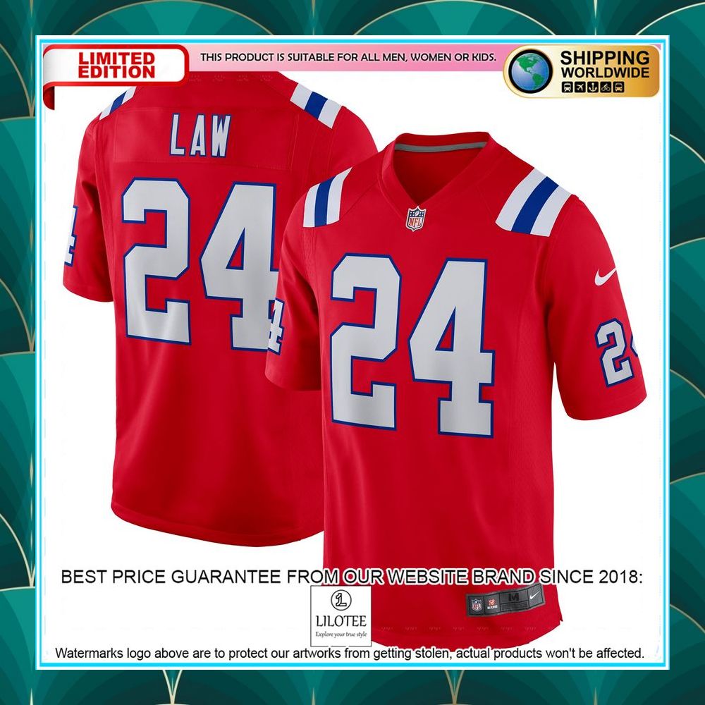 ty law new england patriots retired alternate red football jersey 1 692