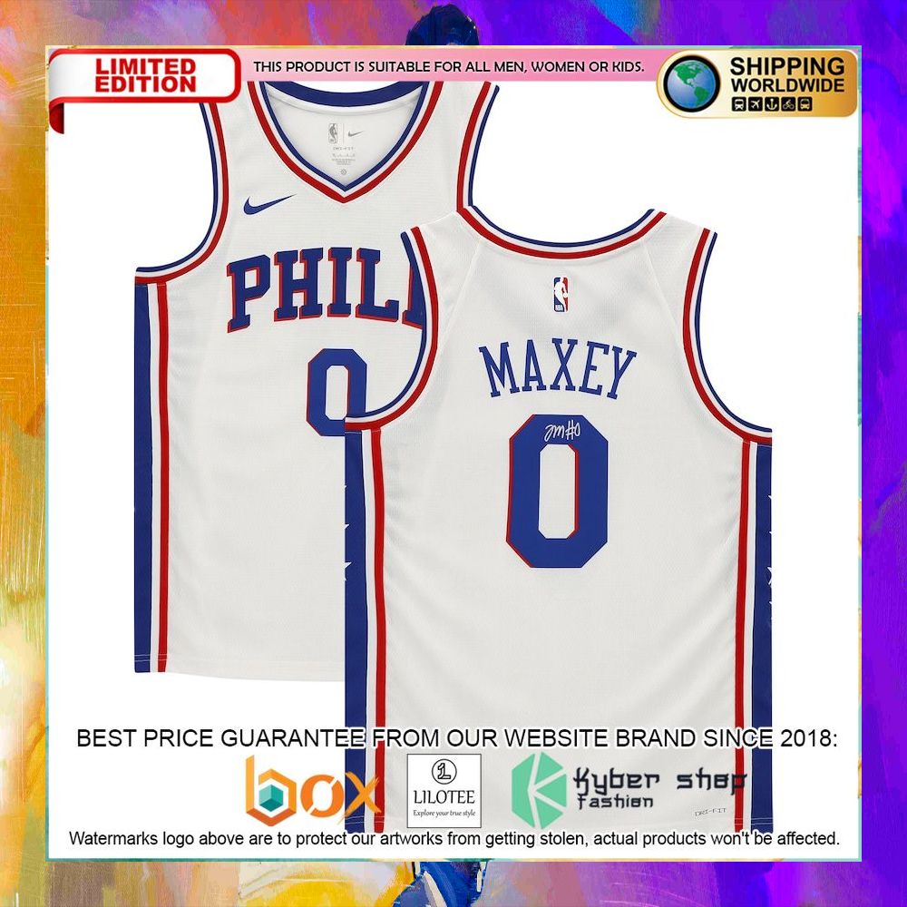 tyrese maxey philadelphia 76ers 2020 2021 white basketball jersey 1 266