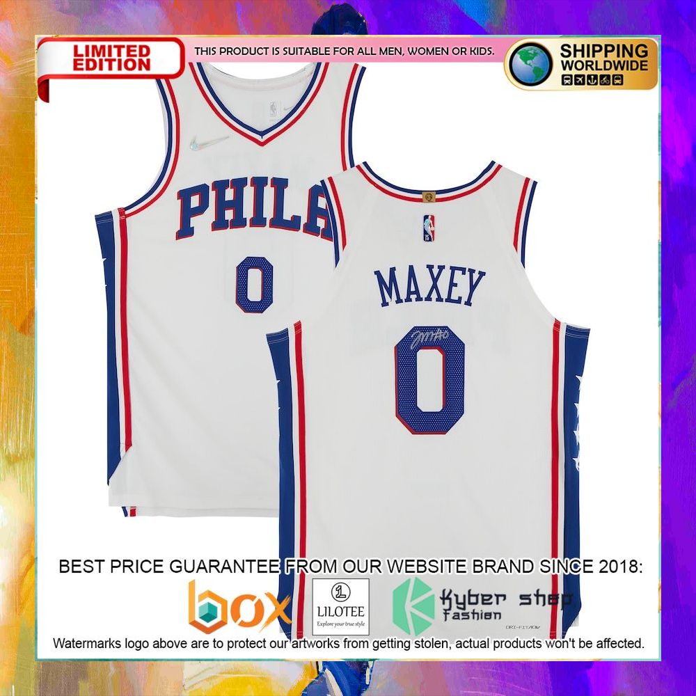 tyrese maxey philadelphia 76ers 2021 22 white basketball jersey 1 496