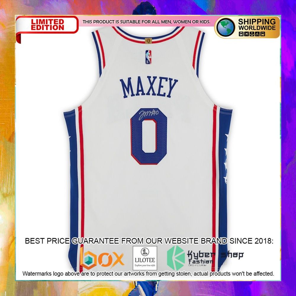 tyrese maxey philadelphia 76ers 2021 22 white basketball jersey 2 107