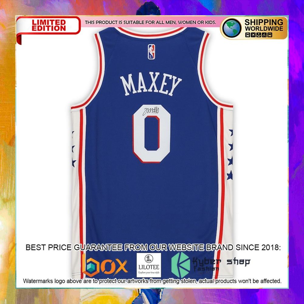 tyrese maxey philadelphia 76ers 2021 royal basketball jersey 2 724