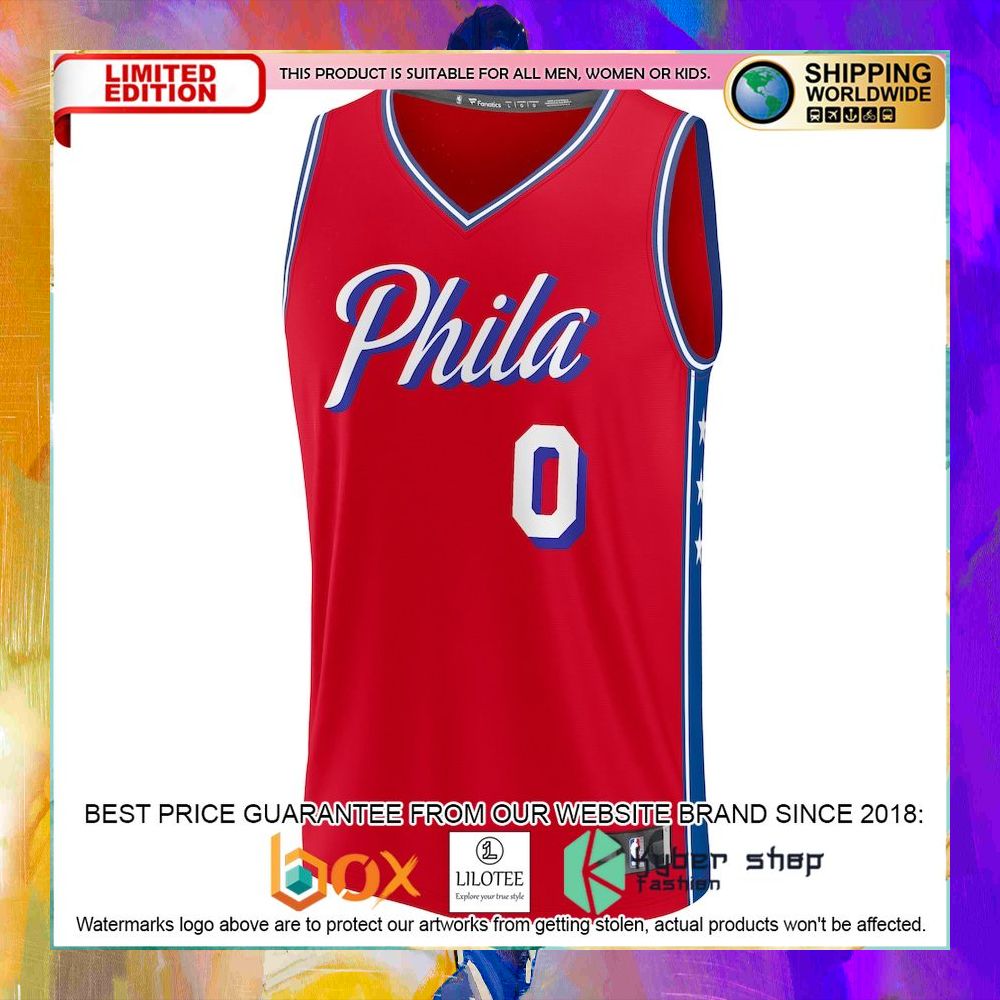 tyrese maxey philadelphia 76ers 2022 23 red basketball jersey 2 655