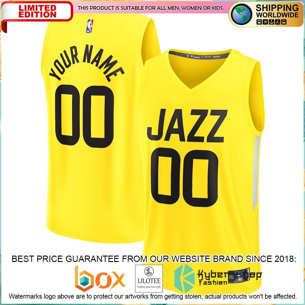 Utah Jazz 2022 23 Custom Yellow Basketball Jersey - LIMITED EDITION 4 utah jazz 2022 23 custom yellow basketball jersey 1 102