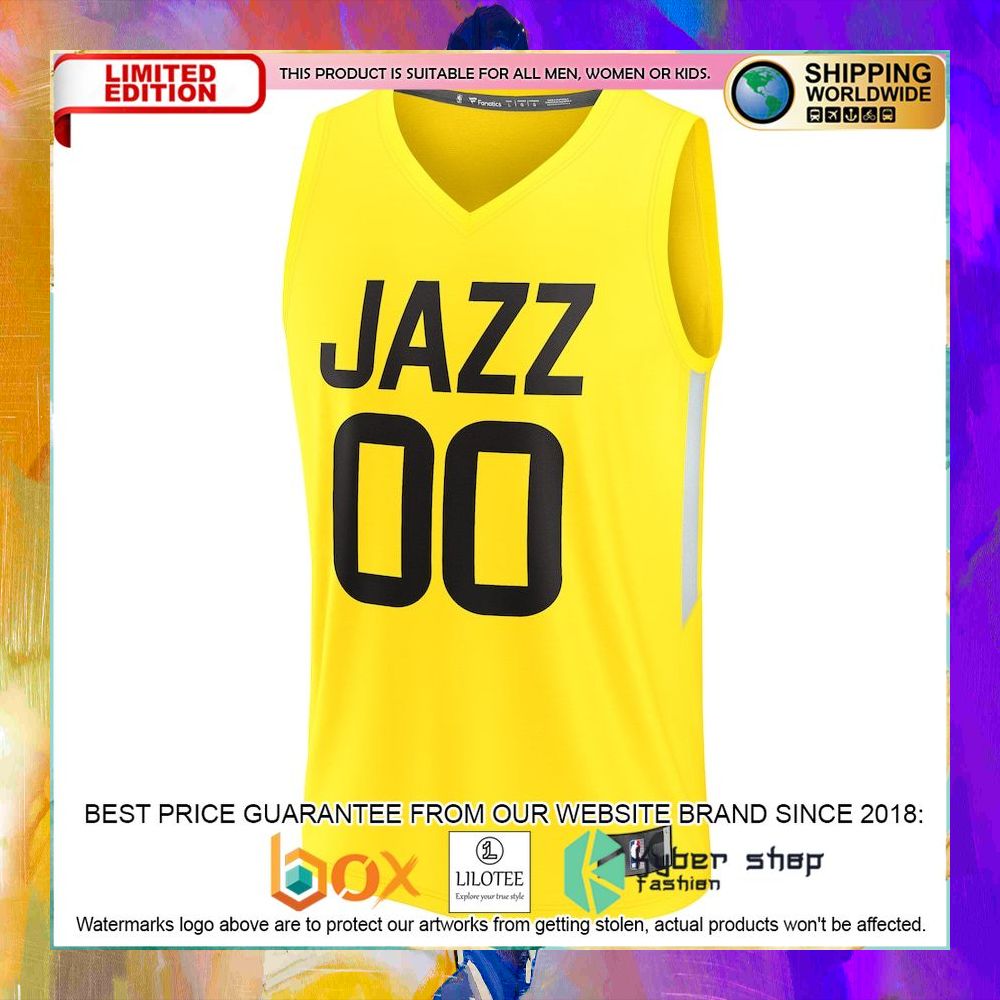 utah jazz 2022 23 custom yellow basketball jersey 2 49