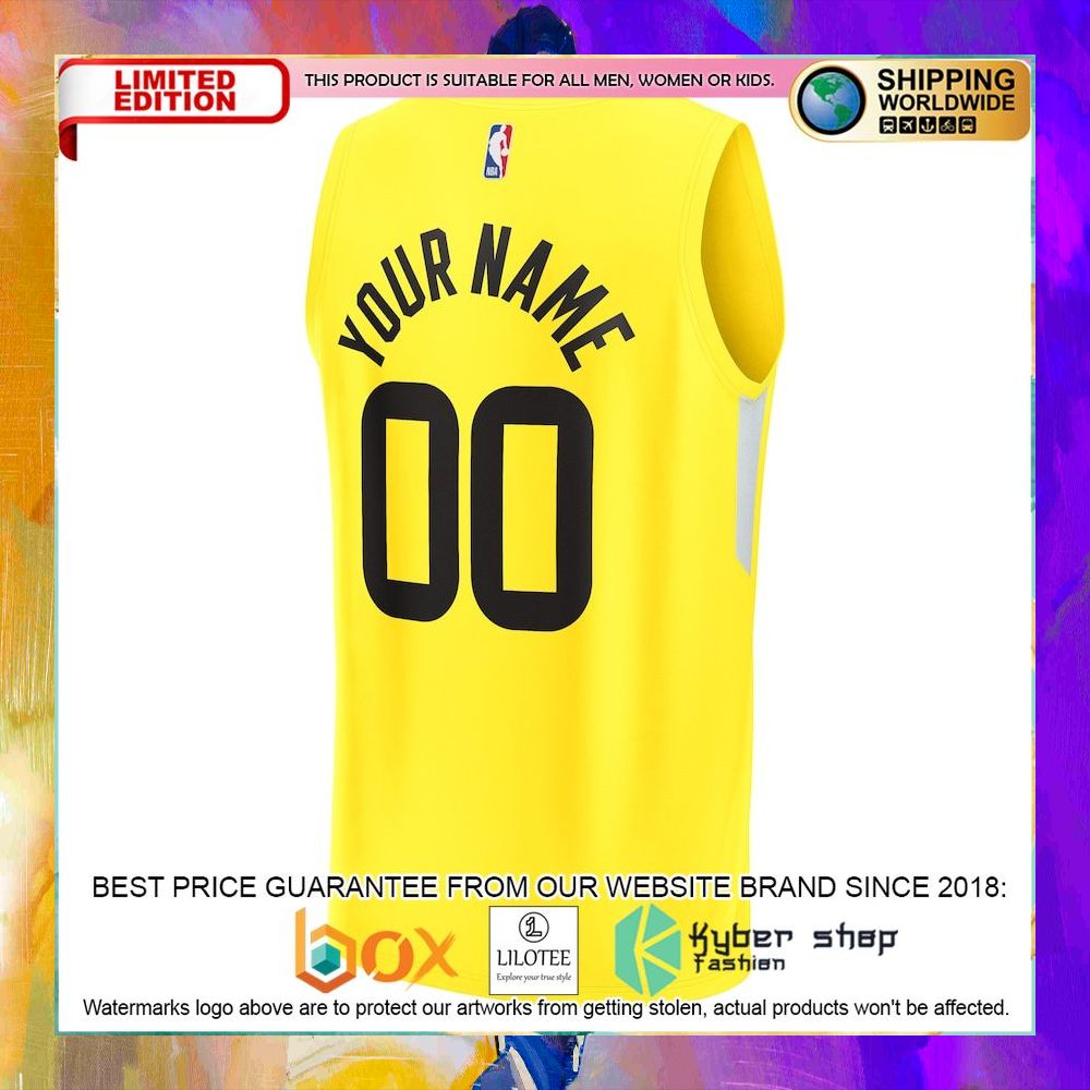 Utah Jazz 2022 23 Custom Yellow Basketball Jersey - LIMITED EDITION 3 utah jazz 2022 23 custom yellow basketball jersey 3 581