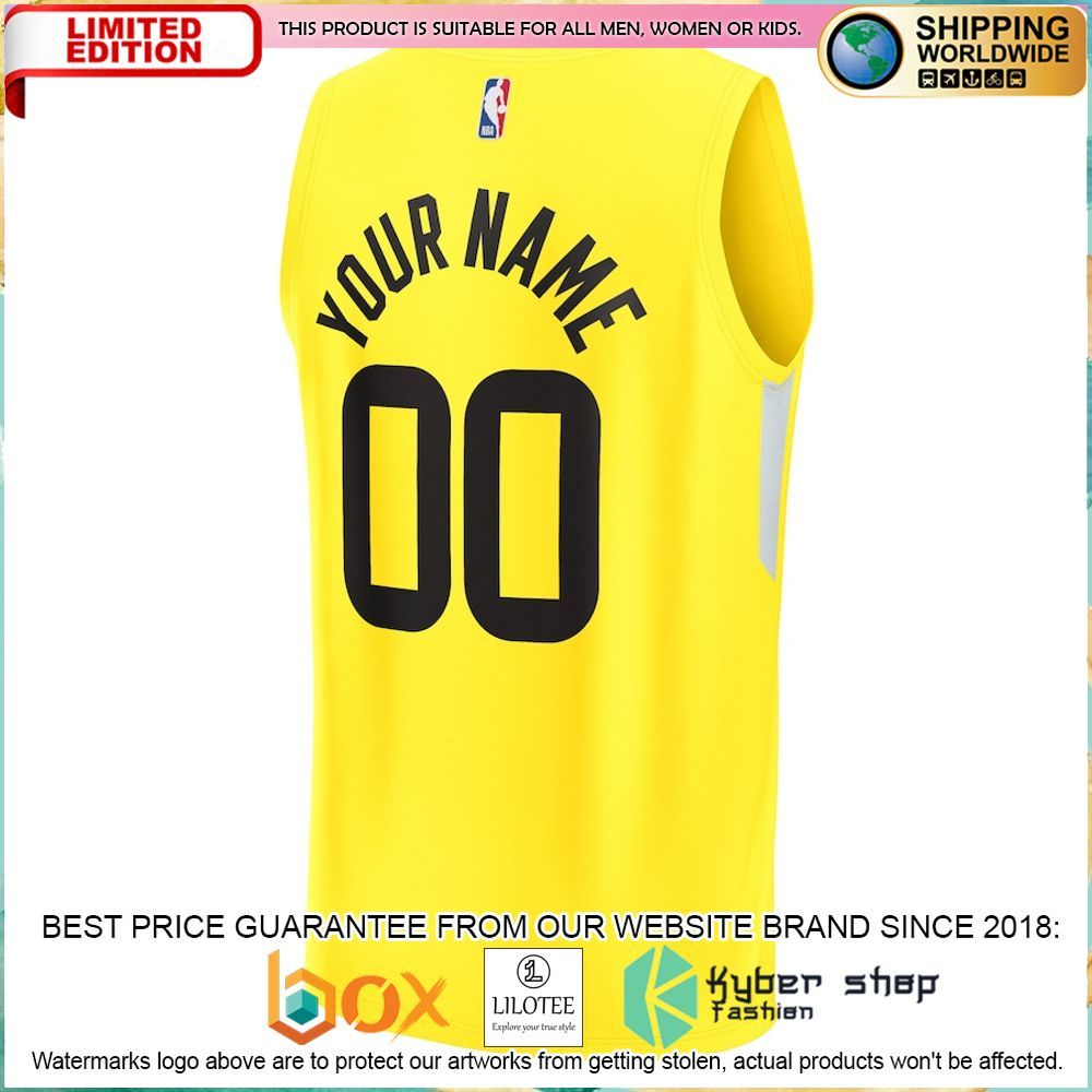 Utah Jazz 2022 23 Custom Yellow Basketball Jersey - LIMITED EDITION 6 utah jazz 2022 23 custom yellow basketball jersey 3 893