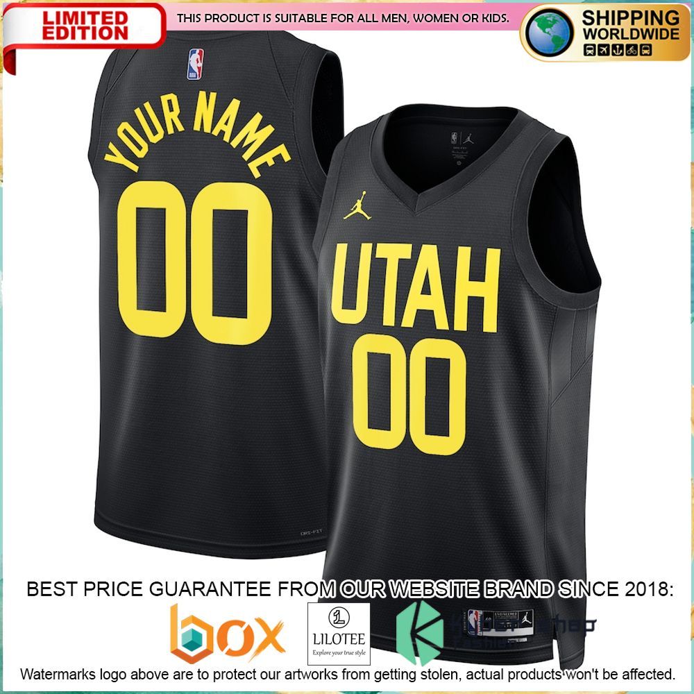 utah jazz jordan brand 2022 23 custom black basketball jersey 1 830