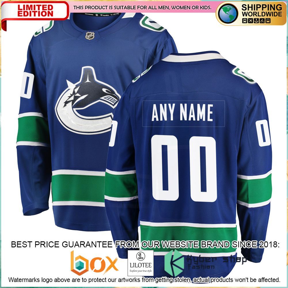 vancouver canucks custom blue hockey jersey 1 323