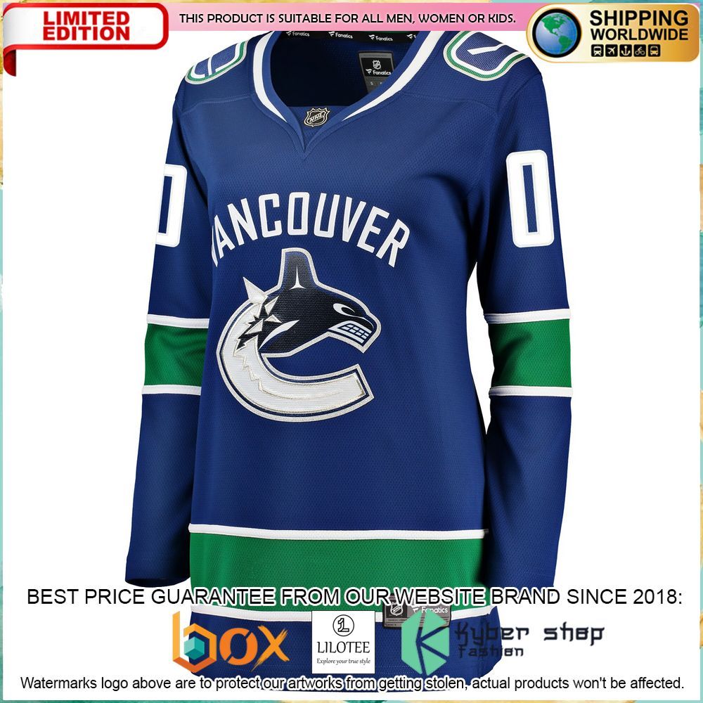 vancouver canucks womens custom blue hockey jersey 2 319