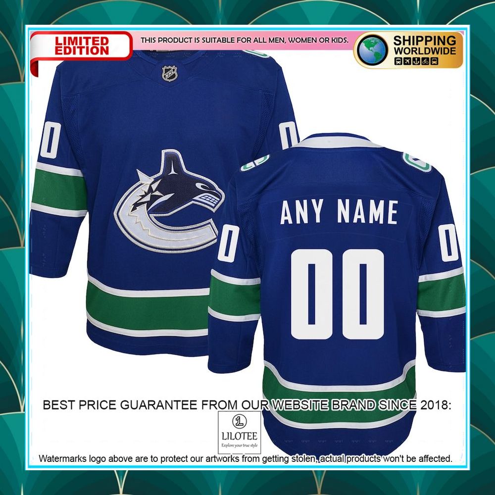 vancouver canucks youth premier custom blue hockey jersey 1 847