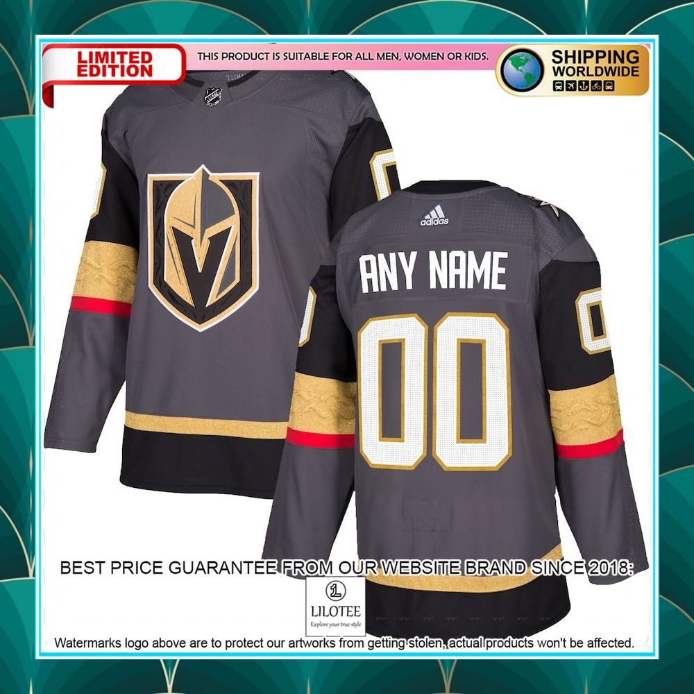 vegas golden knights adidas alternate custom gray hockey jersey 1 670