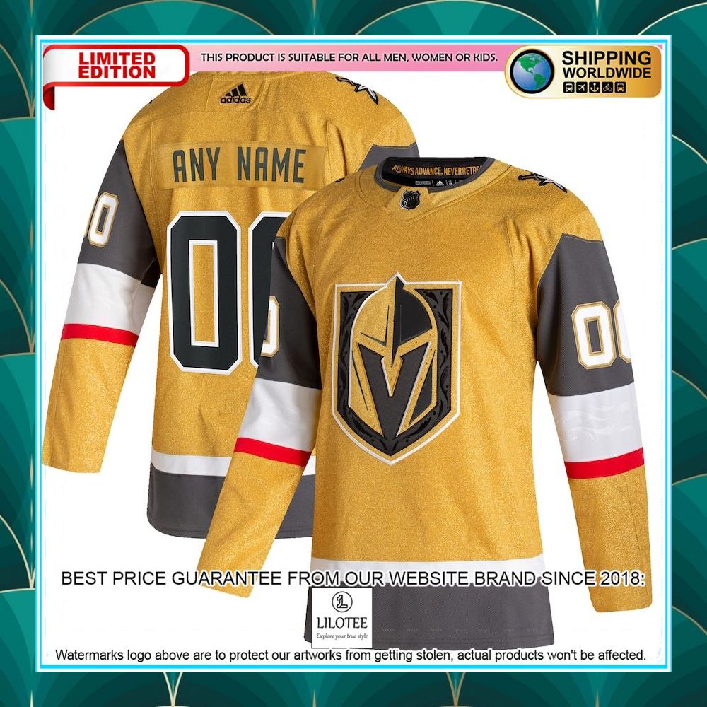 vegas golden knights adidas home custom gold hockey jersey 1 93