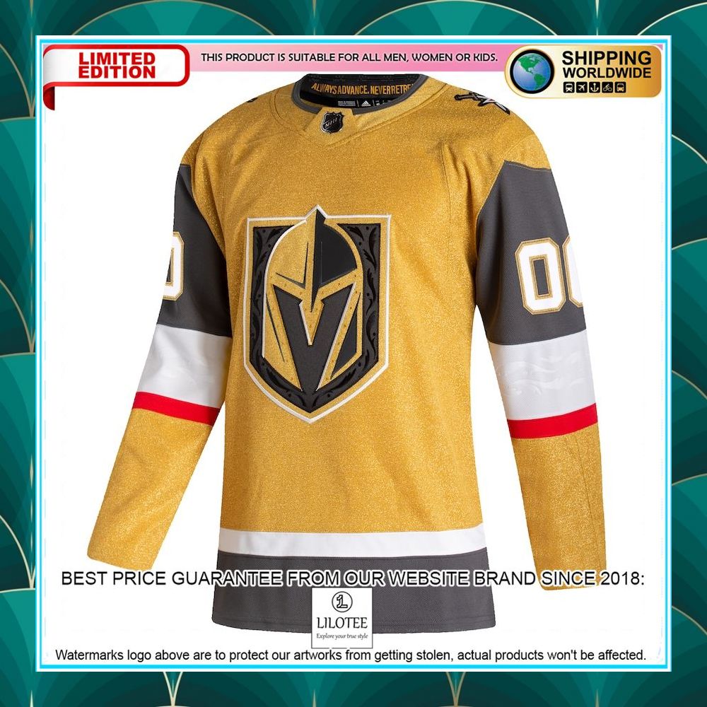 vegas golden knights adidas home custom gold hockey jersey 2 986