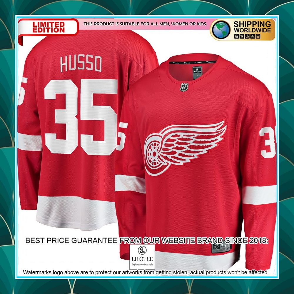 ville husso detroit red wings home red hockey jersey 1 330