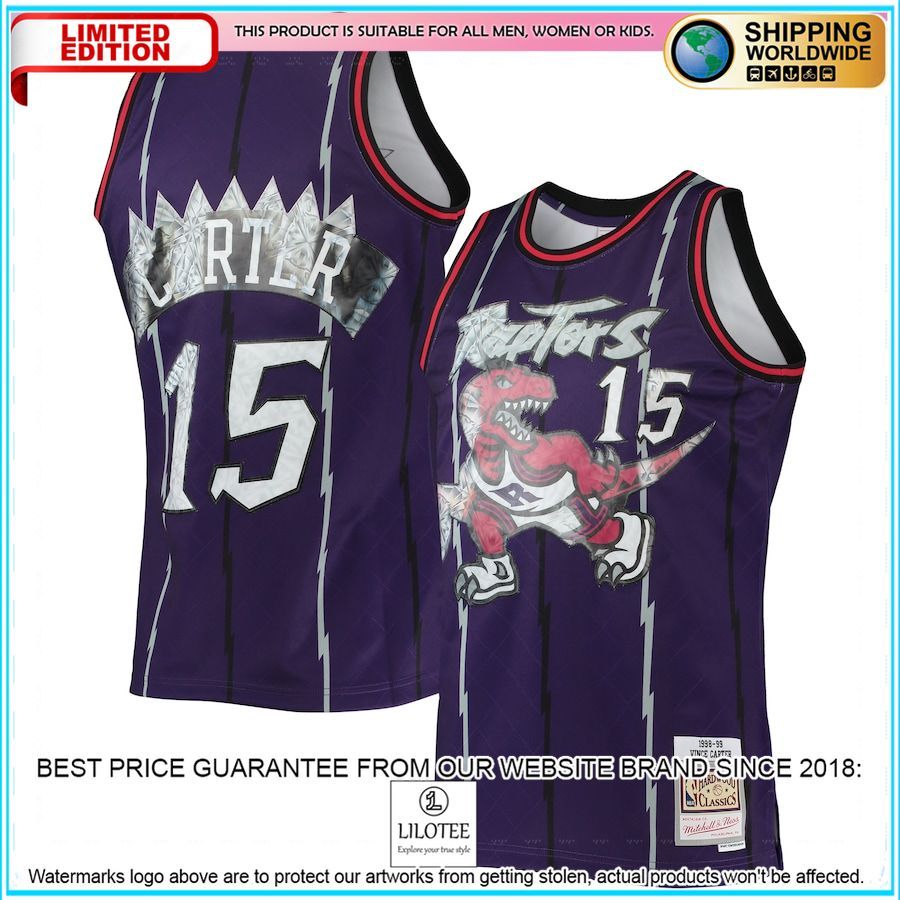 vince carter toronto raptors mitchell ness 1996 97 hardwood classics nba 75th anniversary diamond purple basketball jersey 1 924