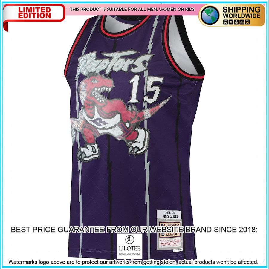 vince carter toronto raptors mitchell ness 1996 97 hardwood classics nba 75th anniversary diamond purple basketball jersey 2 338