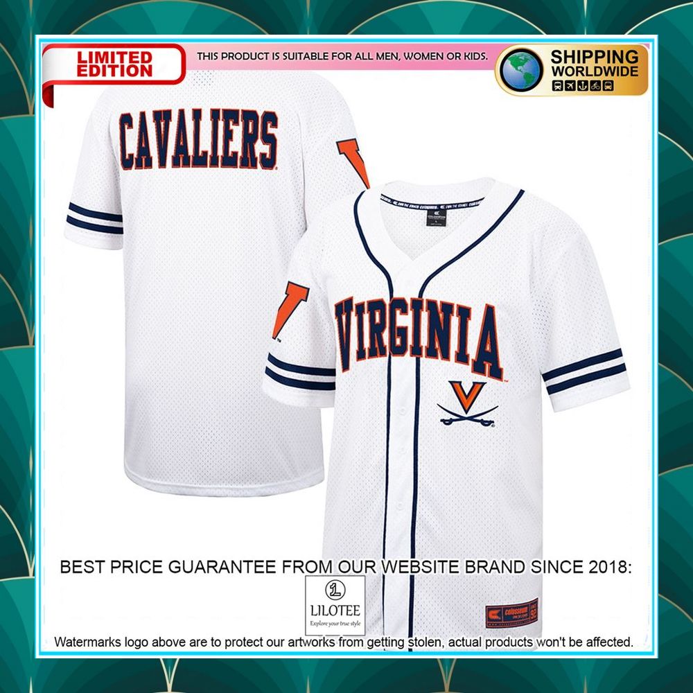 virginia cavaliers white navy baseball jersey 1 747