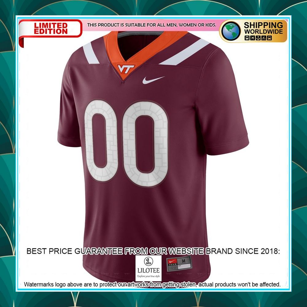 virginia tech hokies nike custom nil maroon football jersey 2 21