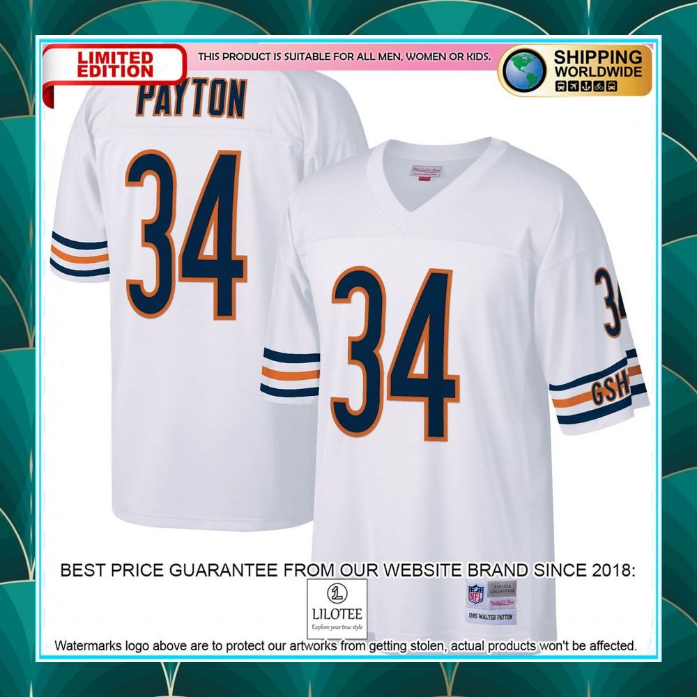 walter payton chicago bears mitchell ness legacy replica white football jersey 1 543