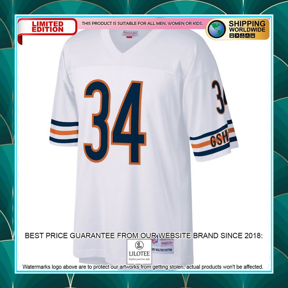 walter payton chicago bears mitchell ness legacy replica white football jersey 2 384