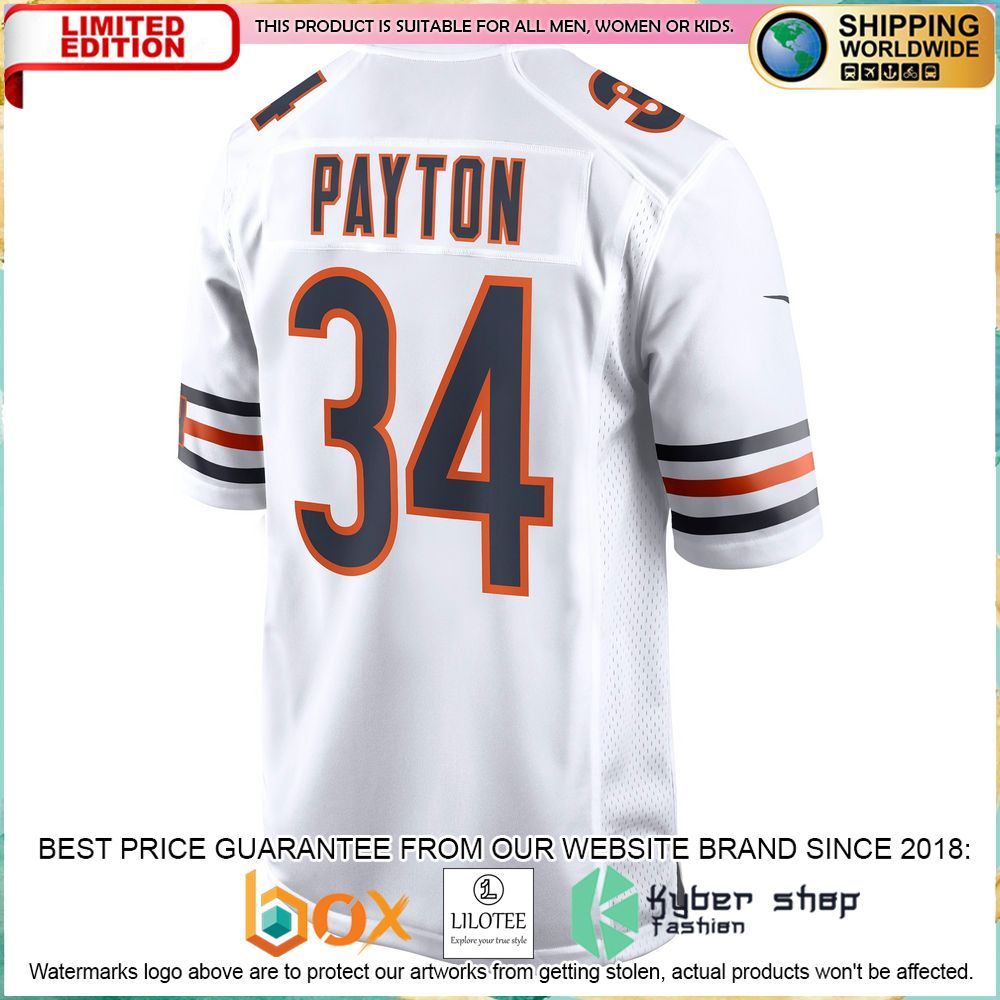 Walter Payton Chicago Bears Nike Retired Away White Football Jersey - LIMITED EDITION 3 walter payton chicago bears nike retired away white football jersey 3 84
