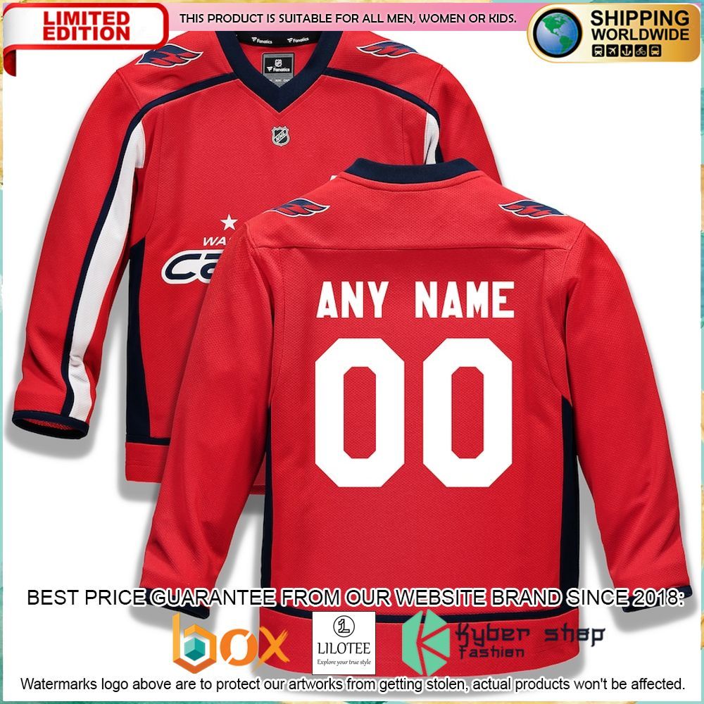 washington capitals fanatics branded youth home replica custom red hockey jersey 1 26