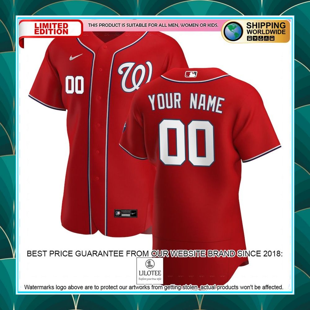washington nationals nike alternate custom patch scarlet baseball jersey 1 730