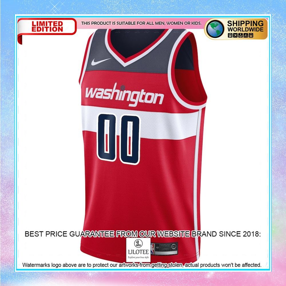 washington wizards nike 2020 21 custom red basketball jersey 2 977