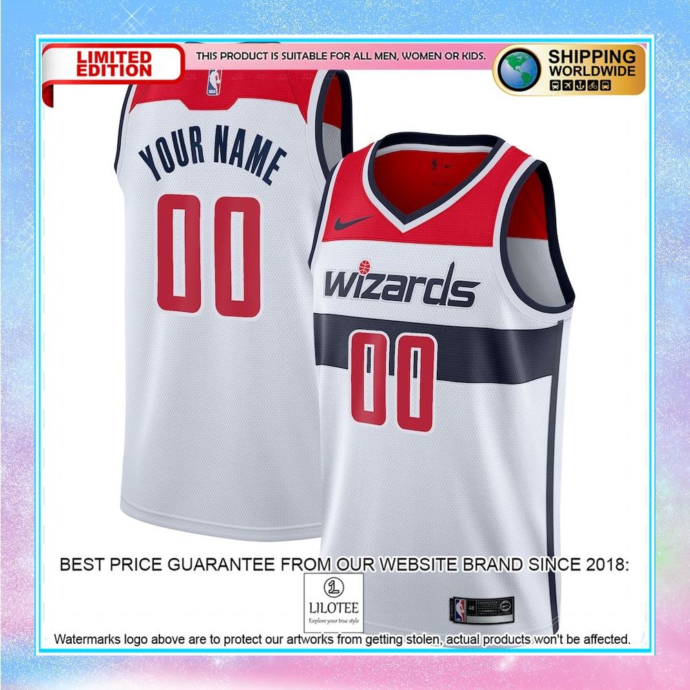 washington wizards nike 2020 21 custom white basketball jersey 1 782