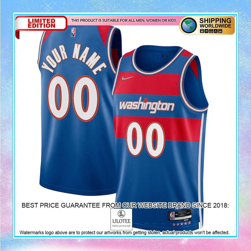washington wizards nike 2021 22 custom city edition royal basketball jersey 1 379