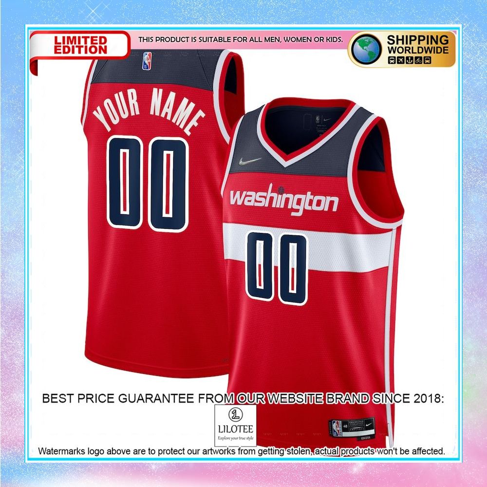 washington wizards nike 2021 22 diamond custom red basketball jersey 1 153