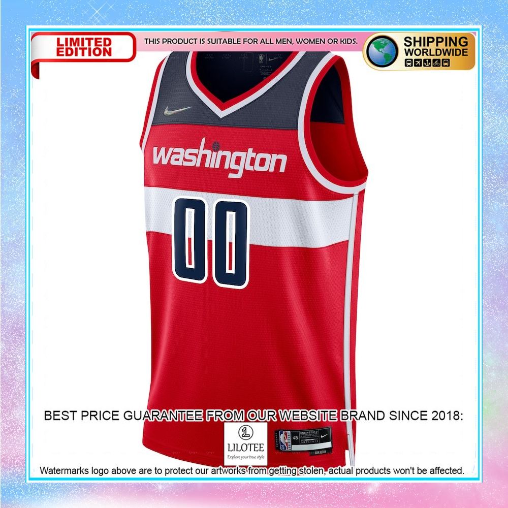 washington wizards nike 2021 22 diamond custom red basketball jersey 2 17