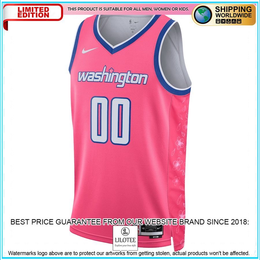 washington wizards nike 2022 23 custom pink basketball jersey 2 332