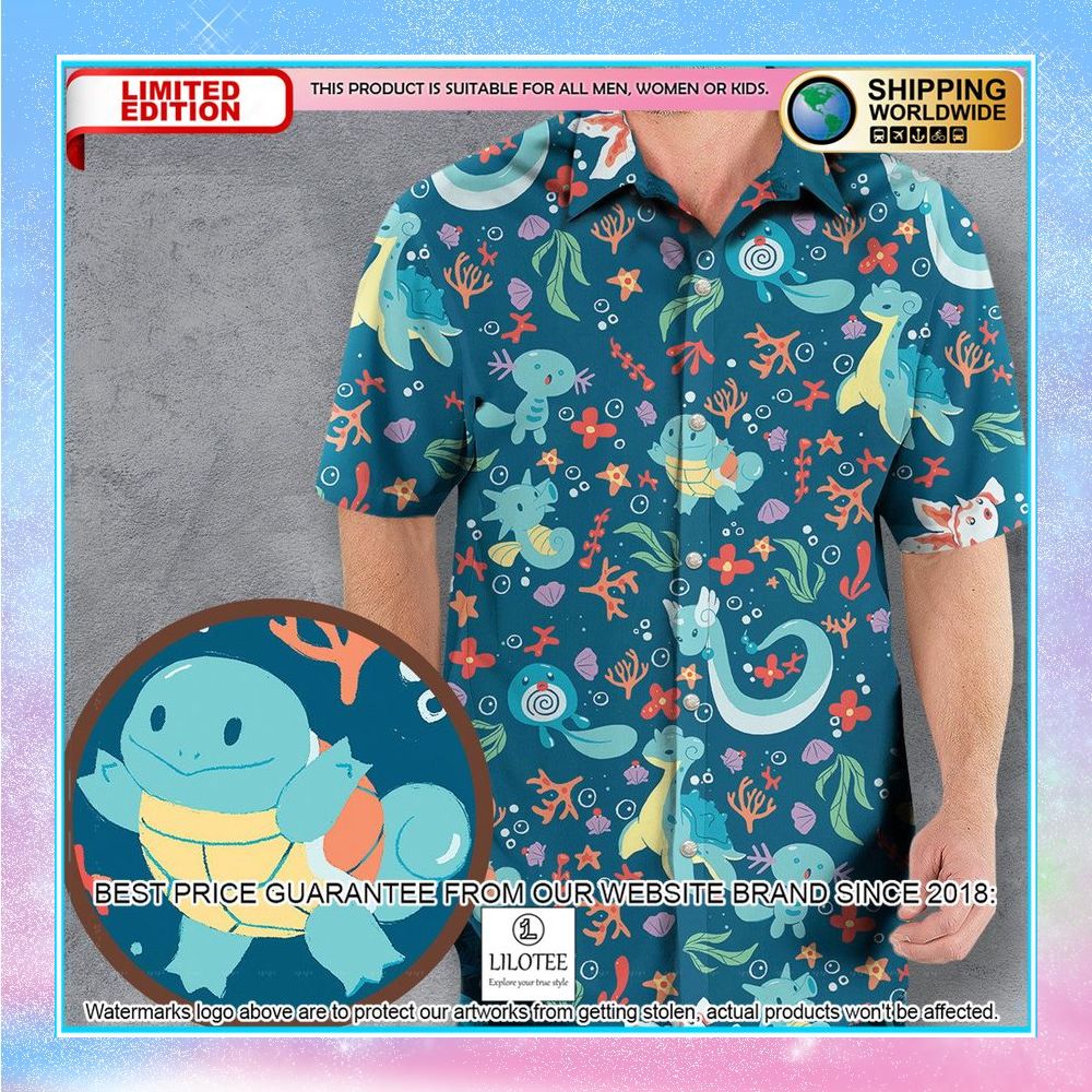 water pokemon pattern hawaiian shirt 1 443