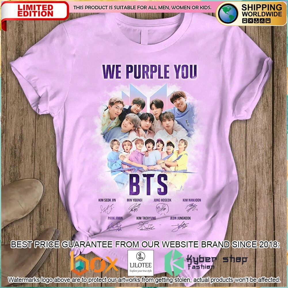 we purple you bts purple short sleeve pajamas set 2 324