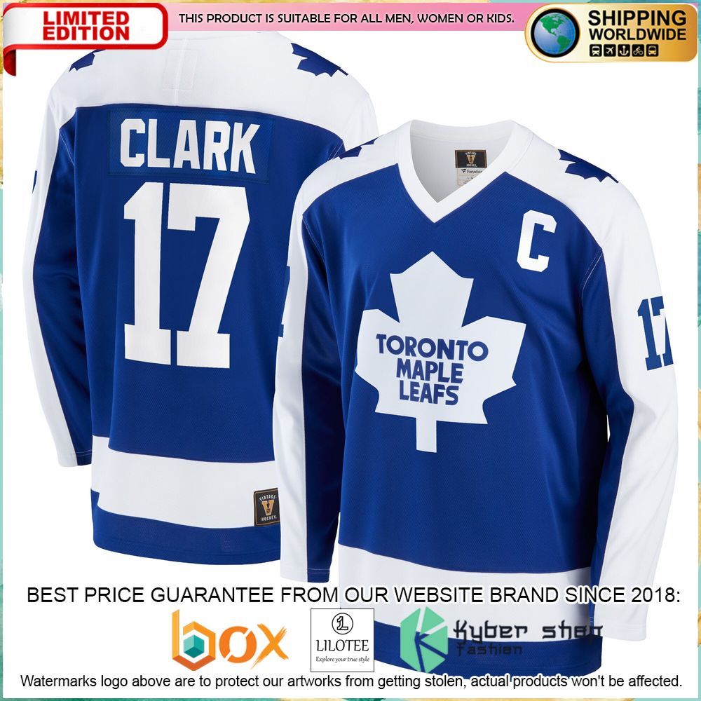 wendel clark toronto maple leafs retired blue hockey jersey 1 147